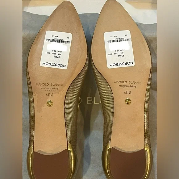 Manolo blahnik Hangisi Chrystal Buckle Gold Mesh Flats, 50th anniversary, NEW - Picture 14 of 17